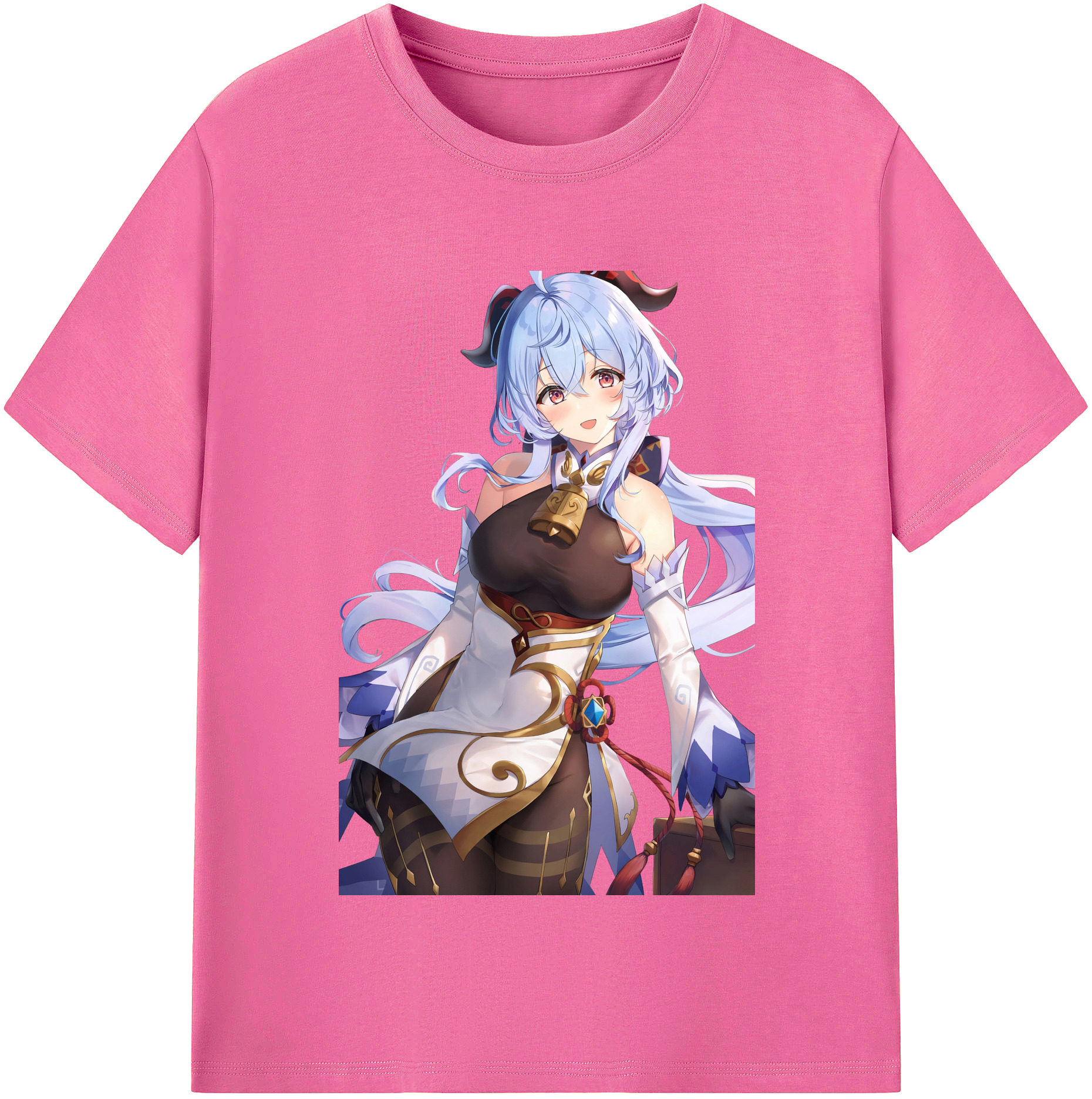 げんし神 甘雨 かんう genshin Ganyu レディースカジュアルプリントTシャツ（綿100％）